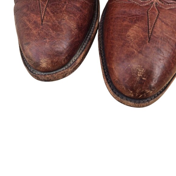 Lucchese 2000 Cowboy Boots Brown Leather Mens 9.5 D Western Wear Rodeo Country - Picture 14 of 16